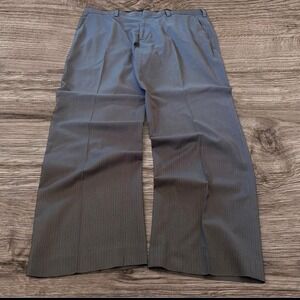 38x32 Grey Pinstripe Pleated Baggy Wide Leg Dress Pants Y2K 2000s Vintage